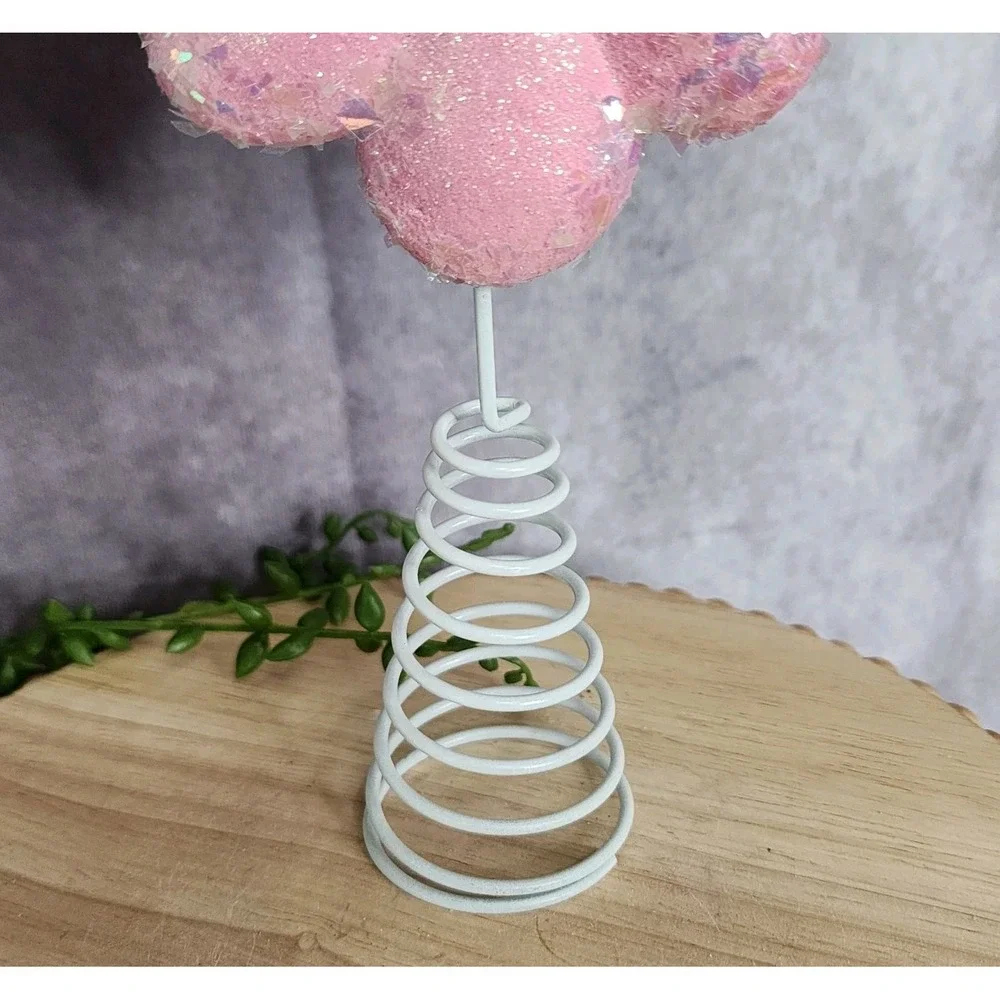 Pink‎ & White Beaded Snowflake Christmas Tree Topper 15.5